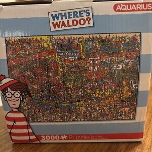 Vtg Where's Waldo 3000 Piece Jigsaw Puzzle Aquarius 32'' x 45'' New